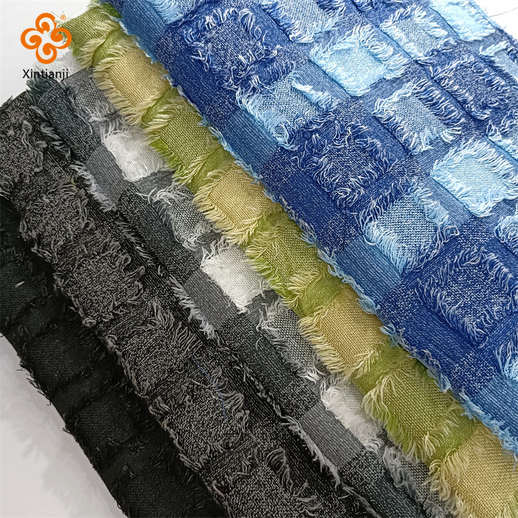 ใหม่สีตาหมากรุกพู่เส้นด้ายย้อมผ้า Jacquard แฟชั่นเสื้อแจ็คเก็ต Diy กระเป๋าเดินทางหมวก Per Yard TJ20676