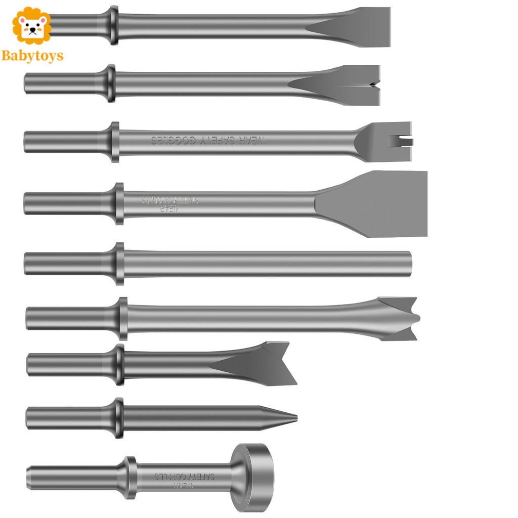 9 ชิ้น Pneumatic Chisel ชุดโลหะ Air Hammer Bits ชุด Air Chisel Bits สําหรับกระเบื้องก่ออิฐคอนกรีตหิน
