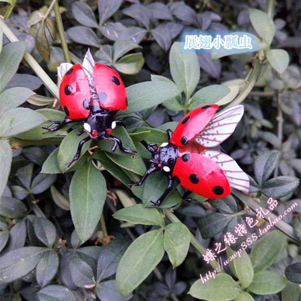 Spread Wings Little Ladybug Flying Wing Ladybug Seven Star Ladybug จําลองดินแมลงสัตว์รุ่น Props การส