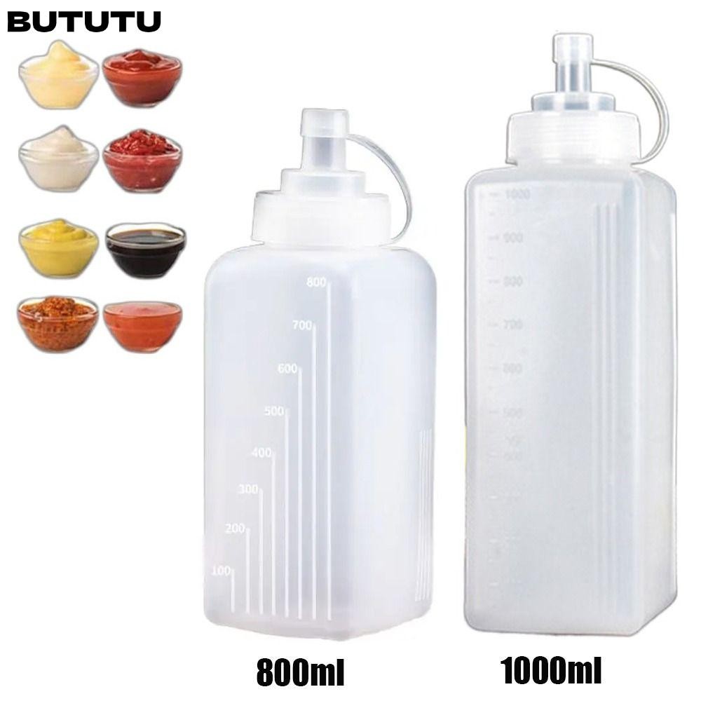 BUTUTU 800/1000ml ขวดบีบซอส, PE อุปกรณ์ครัวขวดใส่เครื่องปรุง, ซอสขนมกันฝุ่นน้ําส้มสายชูซอสมะเขือเทศ 