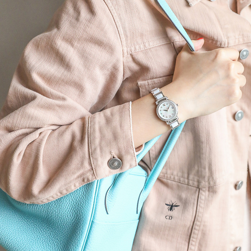 [ของขวัญทานาบาตะ] TITUS TITUS Swiss Quartz นาฬิกาข้อมือ Diamond-studded Fashion Trend Ceramic Womens