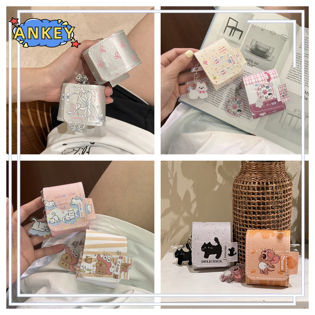 for EDIFIER EvoBuds Earphone Case PU Edifier Lolli ANC black cat Leather Buckle Dust-proof Cover Cas