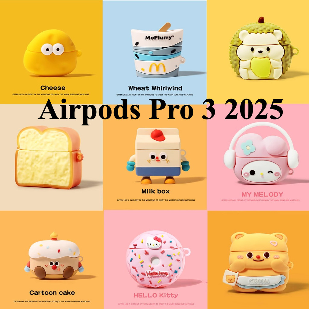 สําหรับ airpodspro3 2025 เคสป้องกัน AirPods 3 เคสป้องกันน่ารักเนยหมี aipods4 ชุดหูฟังบลูทูธกรณี airp