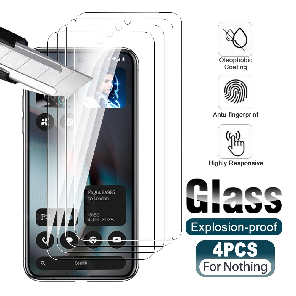 4 ชิ้นกระจกนิรภัยสําหรับโทรศัพท์ไม่มีอะไร (3) โทรศัพท์(3a) Pro ป้องกันหน้าจอไม่มีอะไรโทรศัพท์ 3 Phon