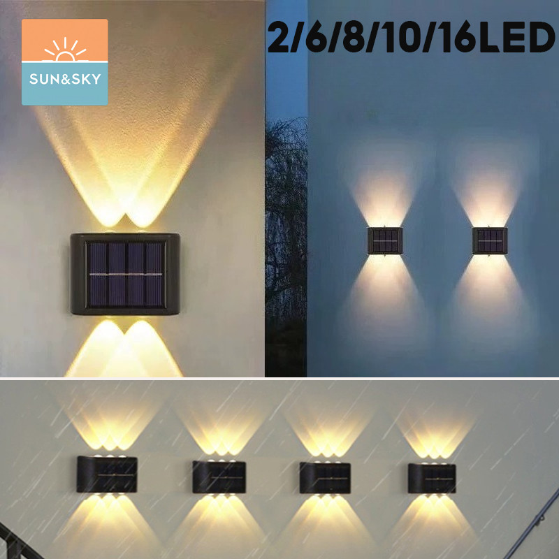 COD Solar light ไฟโซล่าเซลล์ โคมไฟติดผนัง สำหรับกลางแจ้ง โคมไฟติดผนังภายนอก 2/6/8/10/16led