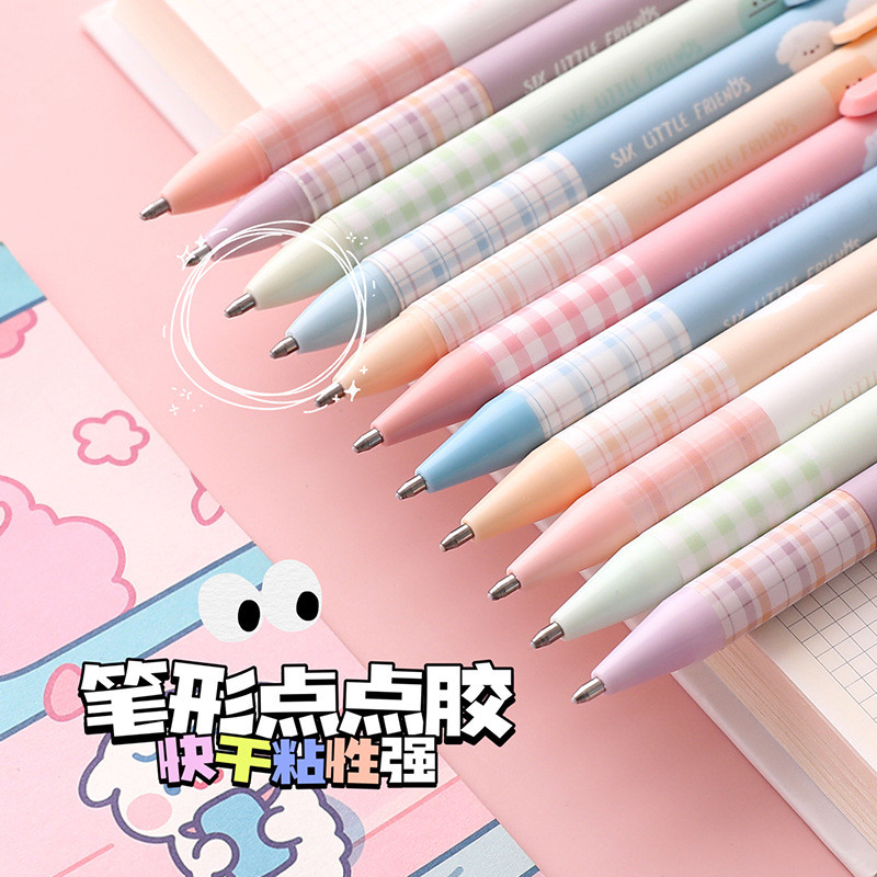 [คลังสินค้าพร้อม] Dot Glue Pen-Shaped Pen-Shaped Childrens Handbook Dedicated Cute Push Girl Heart D