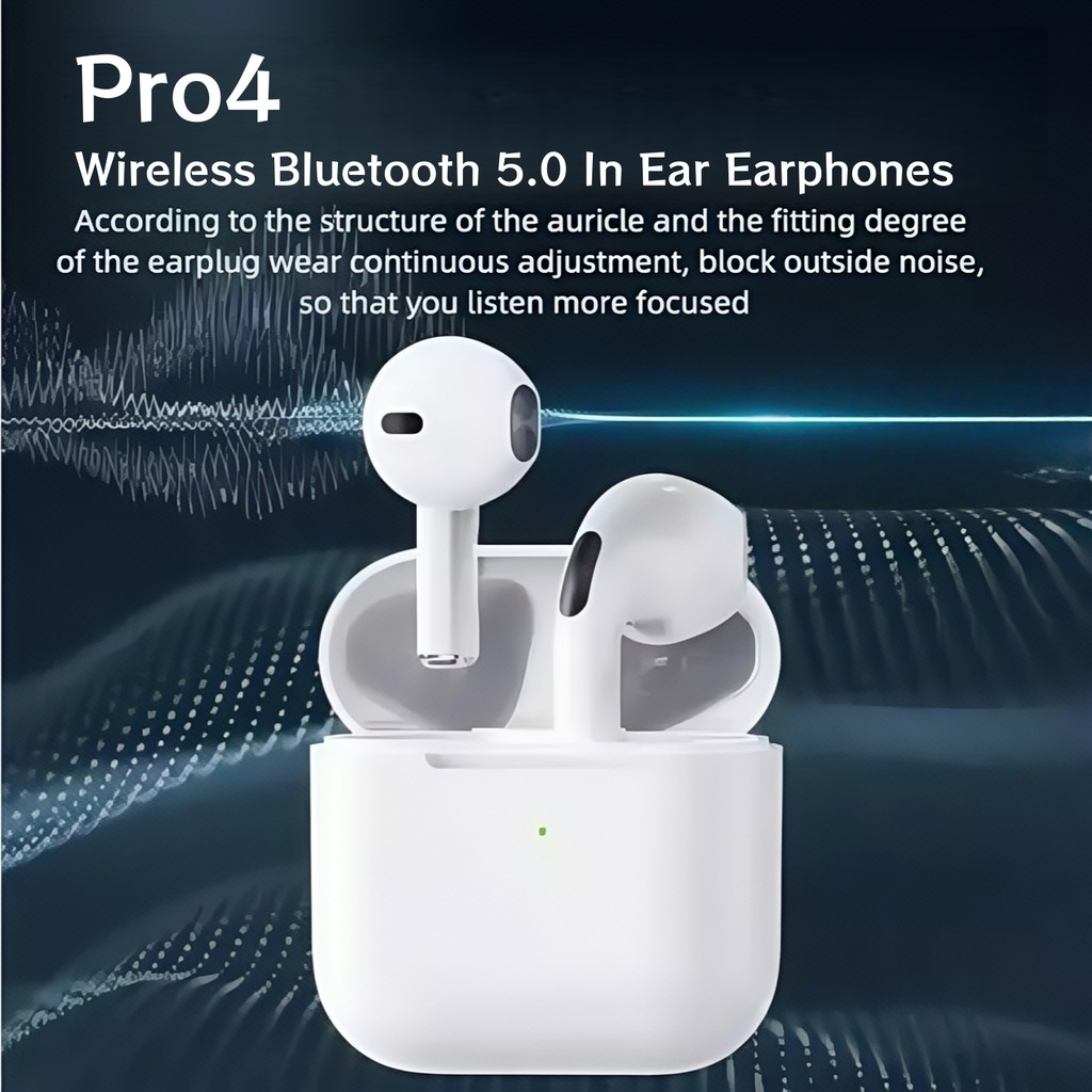 หูฟังอินเอียร์ไร้สาย Bluetooth Pro4, เทคโนโลยี BT5.0, ไมโครโฟน Bluetooth อัจฉริยะสําหรับการโทร, เอฟเฟกต์เสียงสเตอริโอไฮไฟ