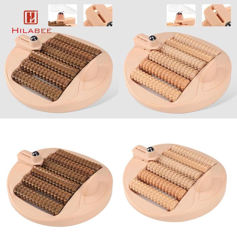 [hilabee] เครื่องมือนวดหลายแถว 22.5x7.3 ซม.ตามหลักสรีรศาสตร์อเนกประสงค์ไม้ภายใต้โต๊ะนวดเท้าสําหรับแม