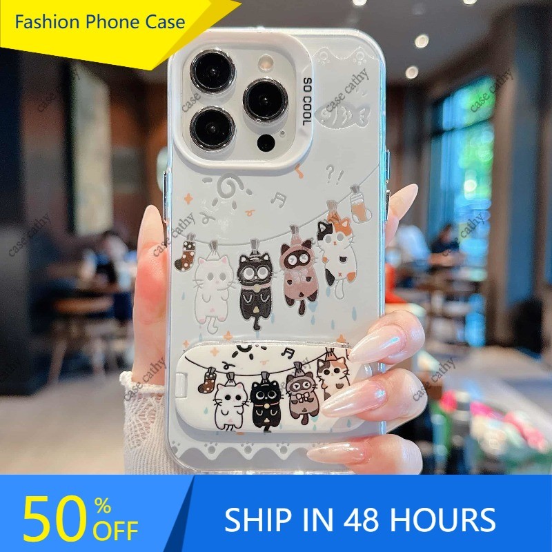 เข้ากันได้กับ iPhone 16 iPhone 15 iPhone 13 iPhone 11 เคสโทรศัพท์กลิตเตอร์ใส รุ่นอัพเกรด RLTH2566CYK+BBB~3#