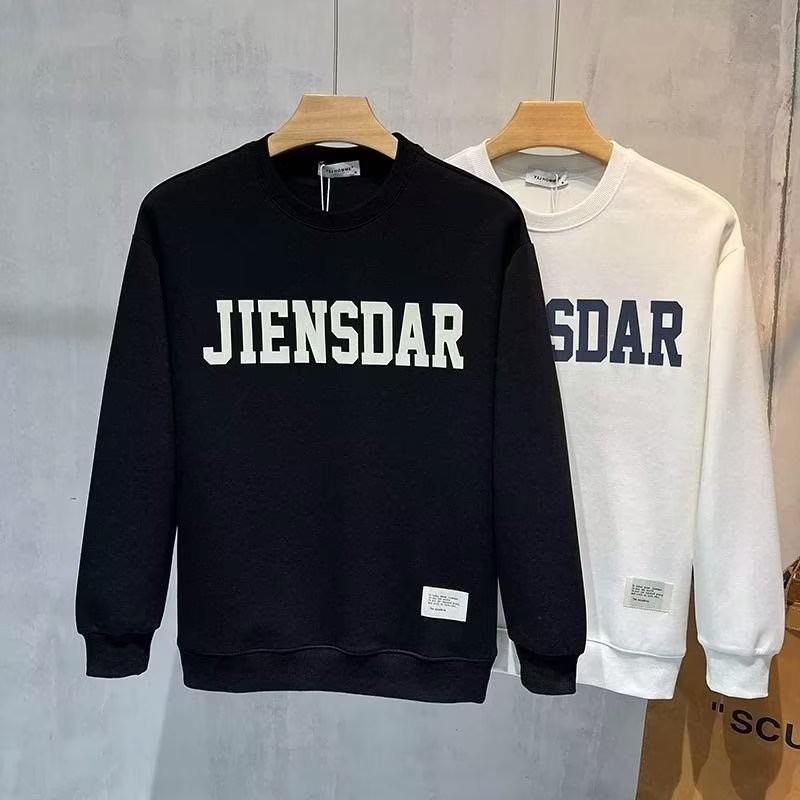 แขนยาวพิมพ์ 2024 ผู้ชายด้านบนหลวมขี้เกียจ 23newins Street สวมใส่เสื้อยืดฤดูใบไม้ร่วง COD รอบคอสบายๆฐ