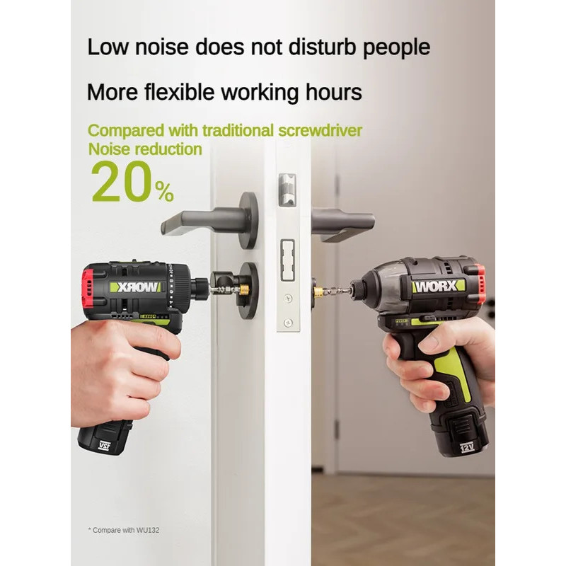 WORX WU129 ไดร์เวอร์ไร้แปรงถ่านสว่านเครื่องกลไฟฟ้า 12V แบตเตอรี่ลิเธียมไขควงไขควงกระแทกมัลติฟังก์ชั่