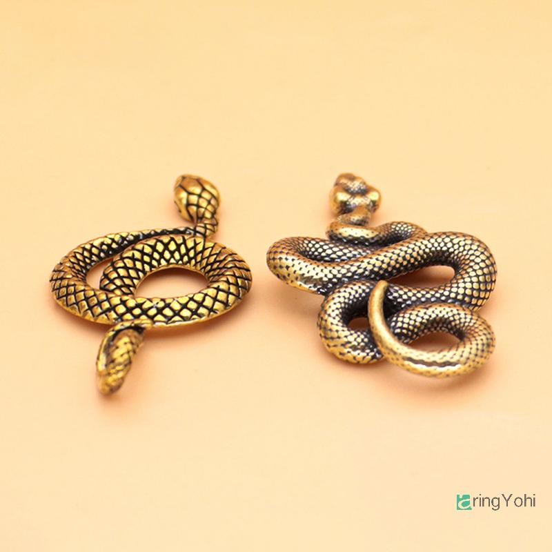 AringYohi] ทองแดงทองเหลืองงูโบราณ Bronze Decor ตุ๊กตาสําหรับตกแต่งภายในเดสก์ท็อปเครื่องประดับทองแดงบริสุทธิ์ Miniatures รูปปั้นใหม่
