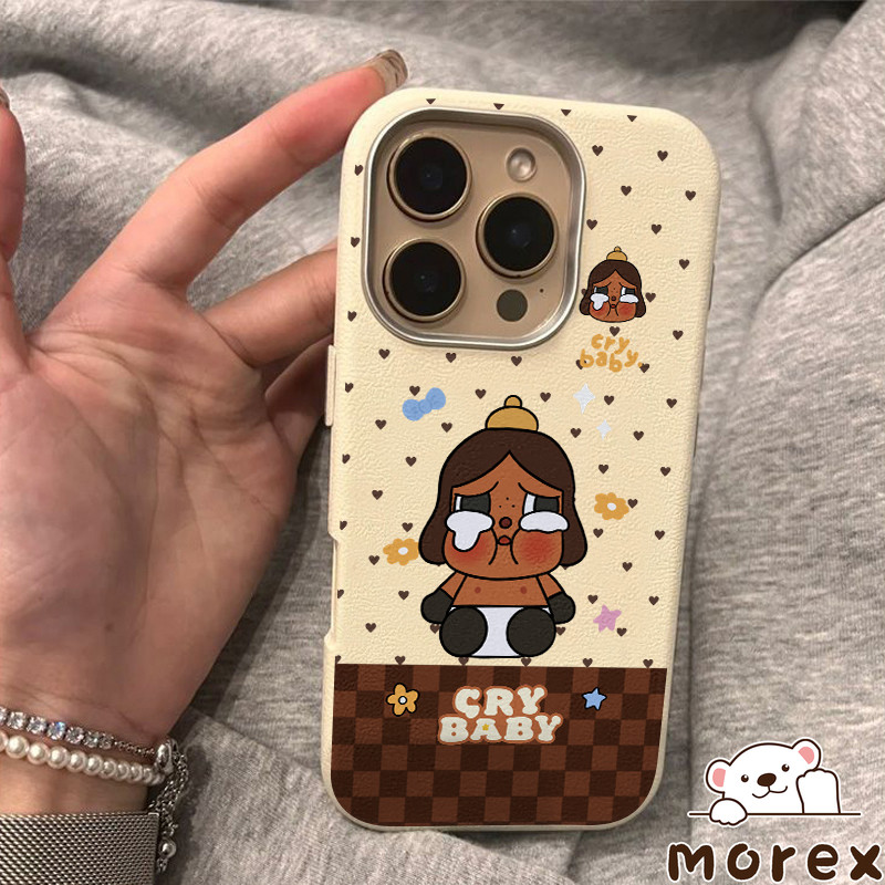 เคสไอโฟน16สำหรับIPhone 13 17 11 15 16 14 12 Pro Max 15 14 16 Plus XS XR Xตุ๊กตาลายดอกไม้น่ารักรักหนังร้องไห้ทารกปกคลุม