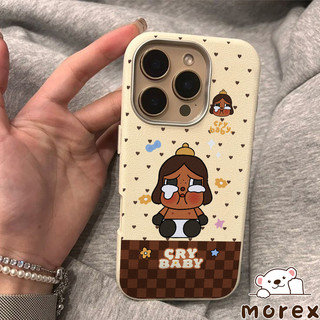 เคสไอโฟน16สำหรับIPhone 13 17 11 15 16 14 12 Pro Max 15 14 16 Plus XS XR Xตุ๊กตาลายดอกไม้น่ารักรักหนังร้องไห้ทารกปกคลุม