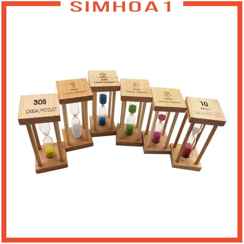 [Simhoa1] 6 ชิ้นจับเวลาทรายนาฬิกาทรายจับเวลา 30S 1Min 120S 3Mins 5Min 10Mins Sandglass Timer สําหรับ