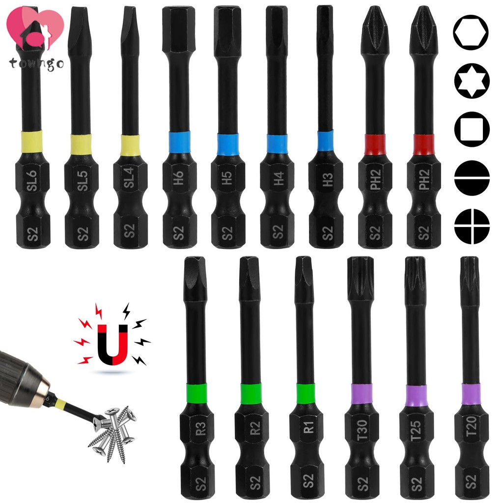 15 ชิ้น Strong ไขควงแม่เหล็กชุด Bit S2 เหล็ก 1/4 นิ้ว Hex Shank ไขควงชุด Bit SHOPSKC0866