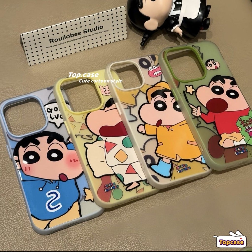 สําหรับ Samsung A07 A06 A05 A03s A36 A26 A25 A24 A23 A17 A16 A15 A14 A13 A12 A56 A55 A54 A53 A52 การ์ตูน Shinshan Macaron สี 2-in-1 Matte เคสโทรศัพท์นุ่ม