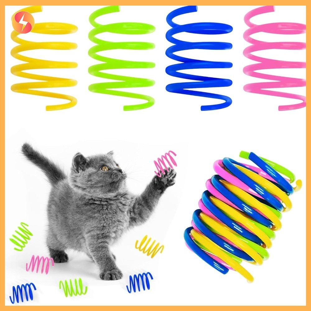 Interactive Cat เกลียวของเล่นฤดูใบไม้ผลิพลาสติกสีสันสดใส Bouncing การล่าสัตว์ Swatting เล่นสำหรับลูกแมว