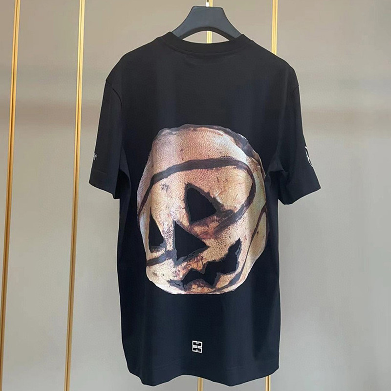 เสื้อยืดคอปกพิมพ์ลวดลายฟักทองฮาโลวีน แบรนด์ร่วม GVC ของแท้ จากฝ้ายบริสุทธิ์ สไตล์เรียบหรู