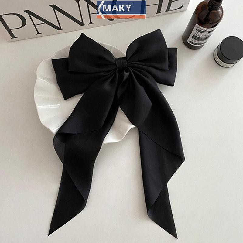 Nwth โบว์ริบบิ้น Hairpin Headwear Simple Elegant ซาตินฤดูใบไม้ผลิคลิปคลิปผม Retro Party Headdress เครื่องประดับผมสีแดง GR