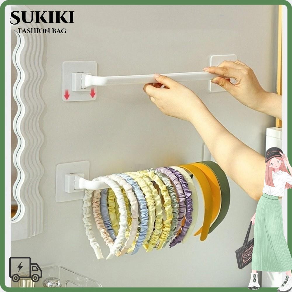 SUKIKI Scrunchies ที่เก็บแถบคาดศีรษะ Rack, กิ๊บติดผมติดผนัง Hair Hoop Storage Hair Band Storage Self, อุปกรณ์เสริมผม No-Punch มัลติฟังก์ชั่นอุปกรณ์เสริมผม Organizer