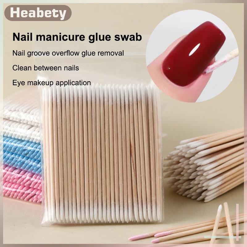 [ Heabety] 100 ชิ้น Micro ไม้ผ้าฝ้ายเครื่องมือต่อขนตา Microblading Tattoo ทําความสะอาดไม้ Sticks เครื่องสําอางผ้าฝ้ายแปรง Buds Tip [COD]