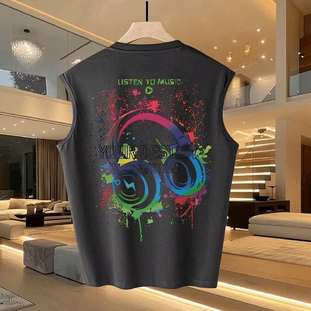 COD 2025 Summer New Trendy Sports Vest Men's Fashion Slim Fit Versatile T-Shirt Top Round Neck Trend