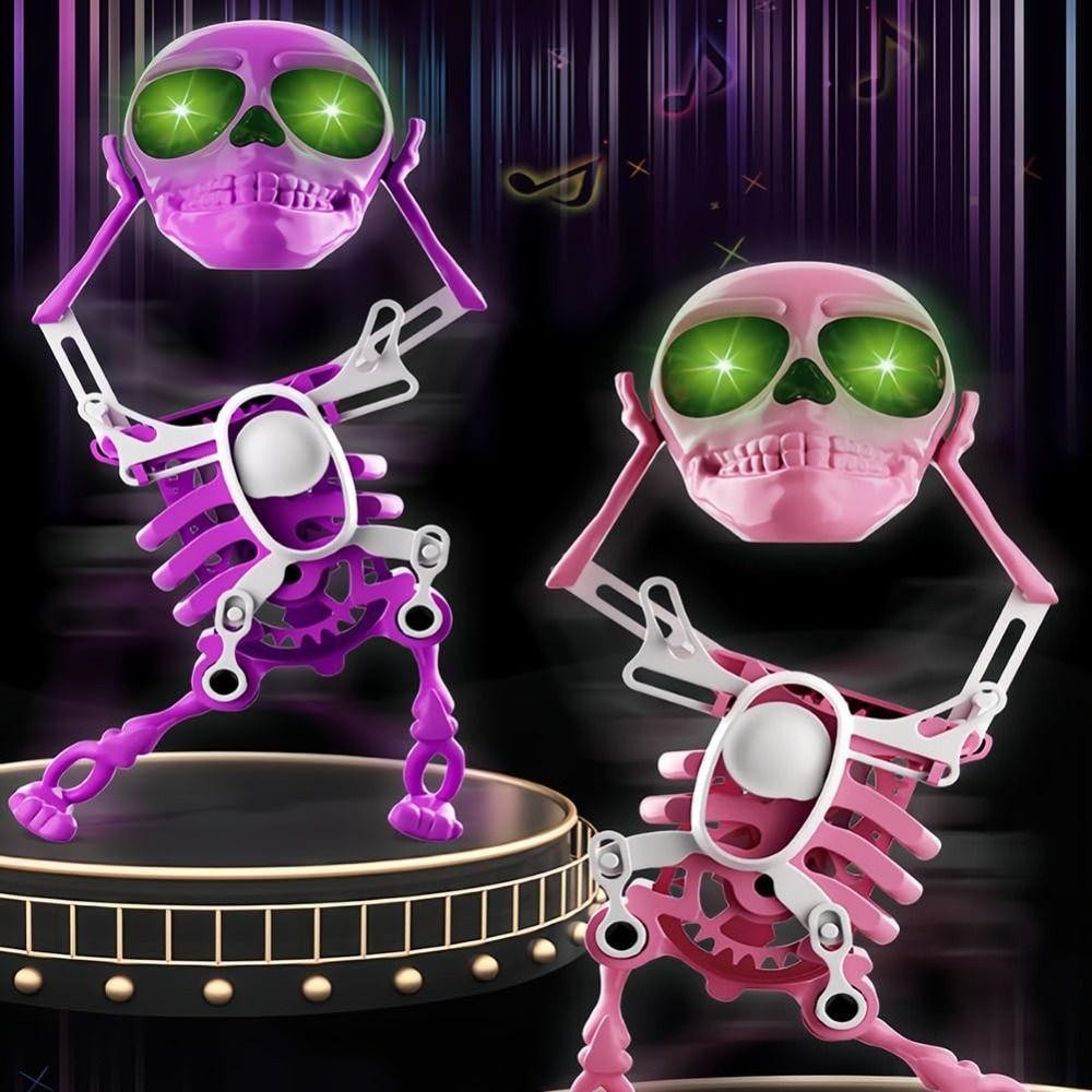 มาสมีโต ของเล่นกะโหลกเต้นและแกว่งมีไฟ โครงกระดูกเต้นรําเรืองแสงบรรเทาความเครียด โครงกระดูกยืดหยุ่นแบบประกบพร้อมดนตรีไขลานโครงกระดูก