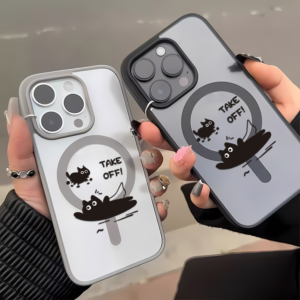 เคสโทรศัพท์มือถือ For iPhone 13 11 16 pro max Case iPhone 11 15 14 pro max 12 13 pro max Magnetic ฝ้า อะคริลิค การ์ตูน