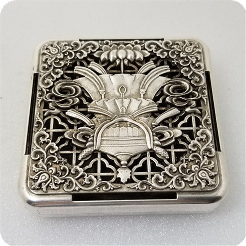 งานฝีมือโบราณ Distressed Silver-Plated Eight Treasures กระถางธูป#39- 2LYAJIE25928 3D8V