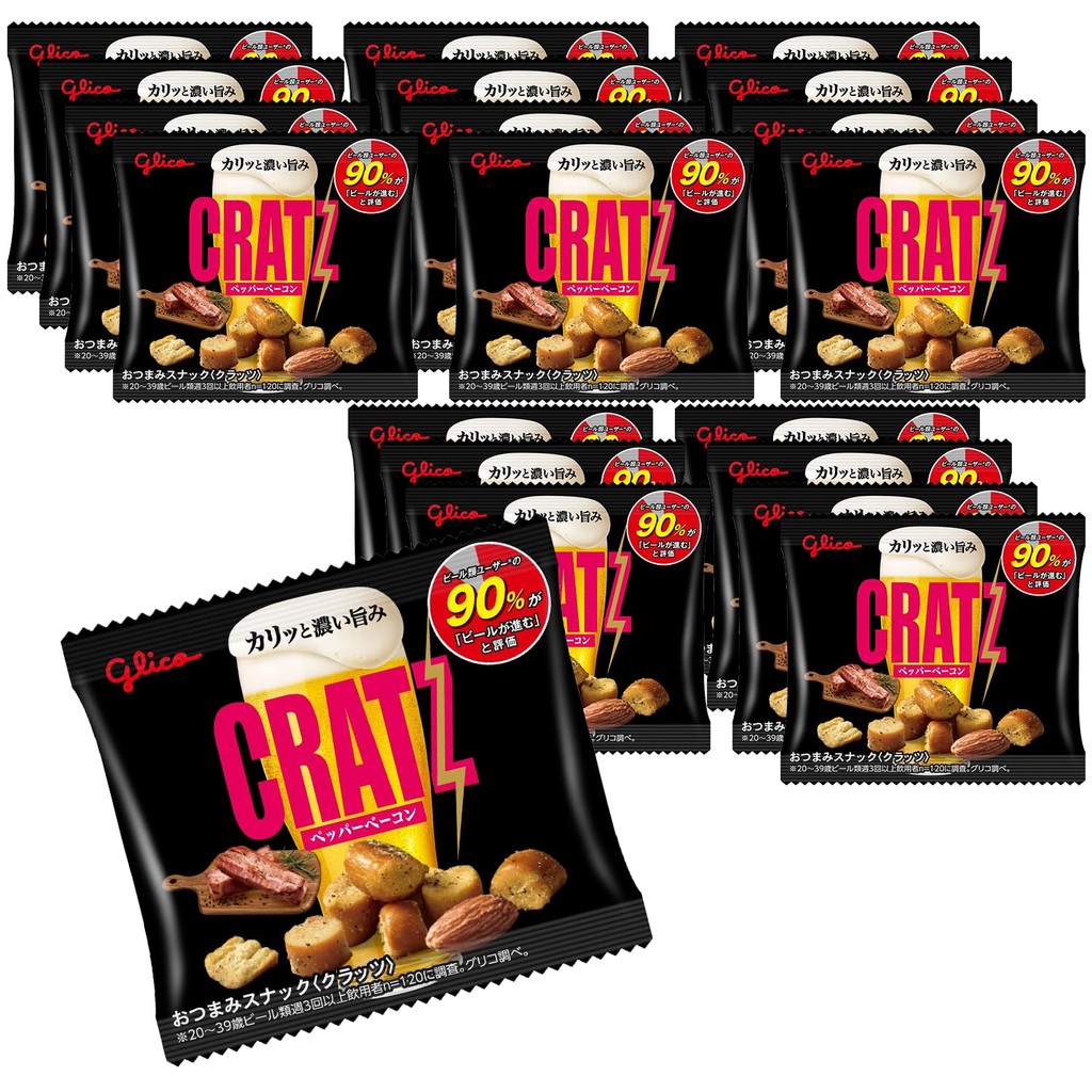 Cratz Pepper Bacon Mini Type 14g x 20 pieces Glico Snack Packaged Snack Perfect for Beer Highball Ch