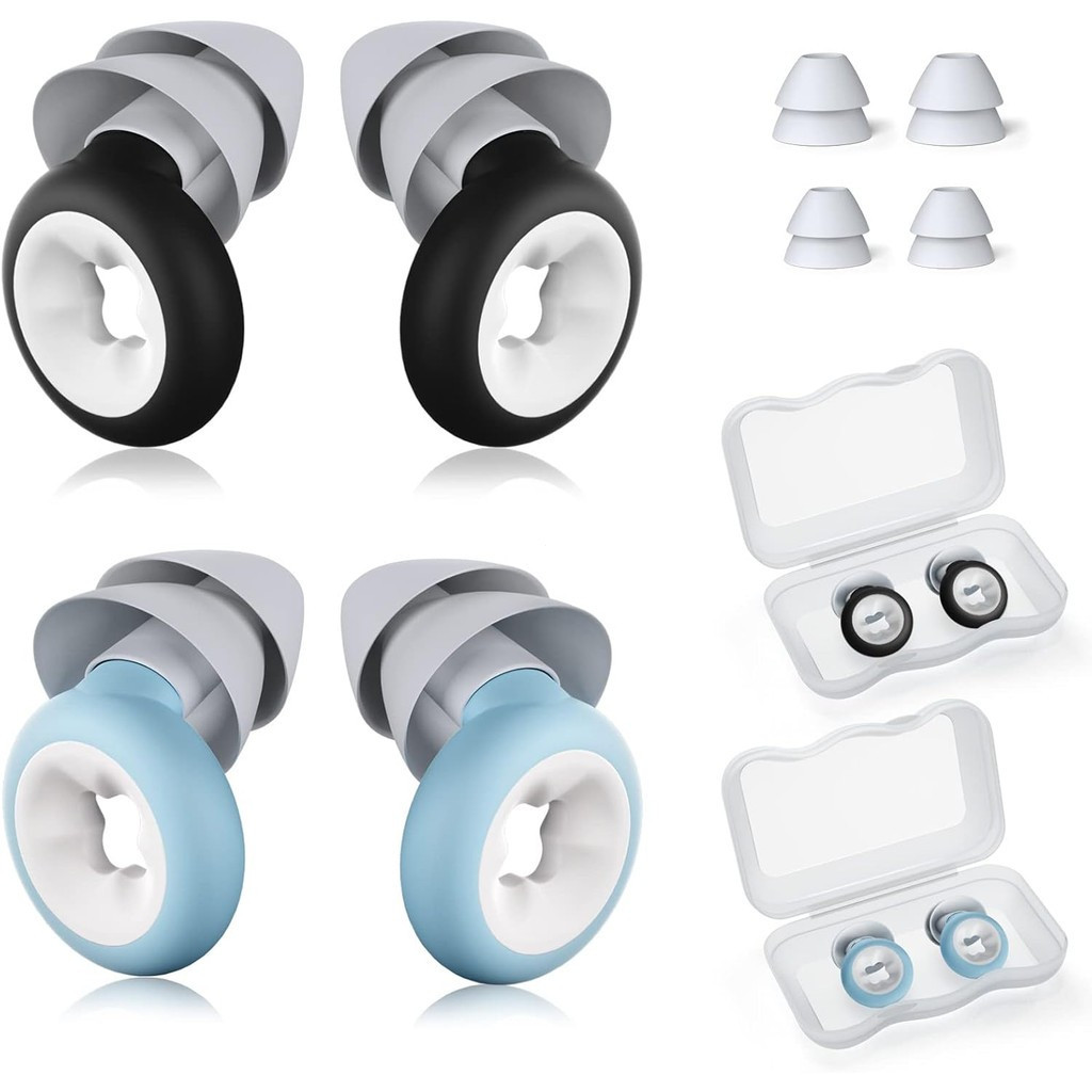 Ear Plugs for Noise Reduction, Reusable Silicone Earplugs,33dB Noise Cancelling,2 Pair Waterproof Ea