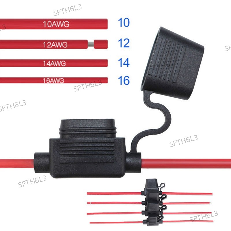 Mini Small Medium Auto Fuse Holder Power Socket 16/14/12/10Awg Car Blade Fuse Wire Cable Waterproof 