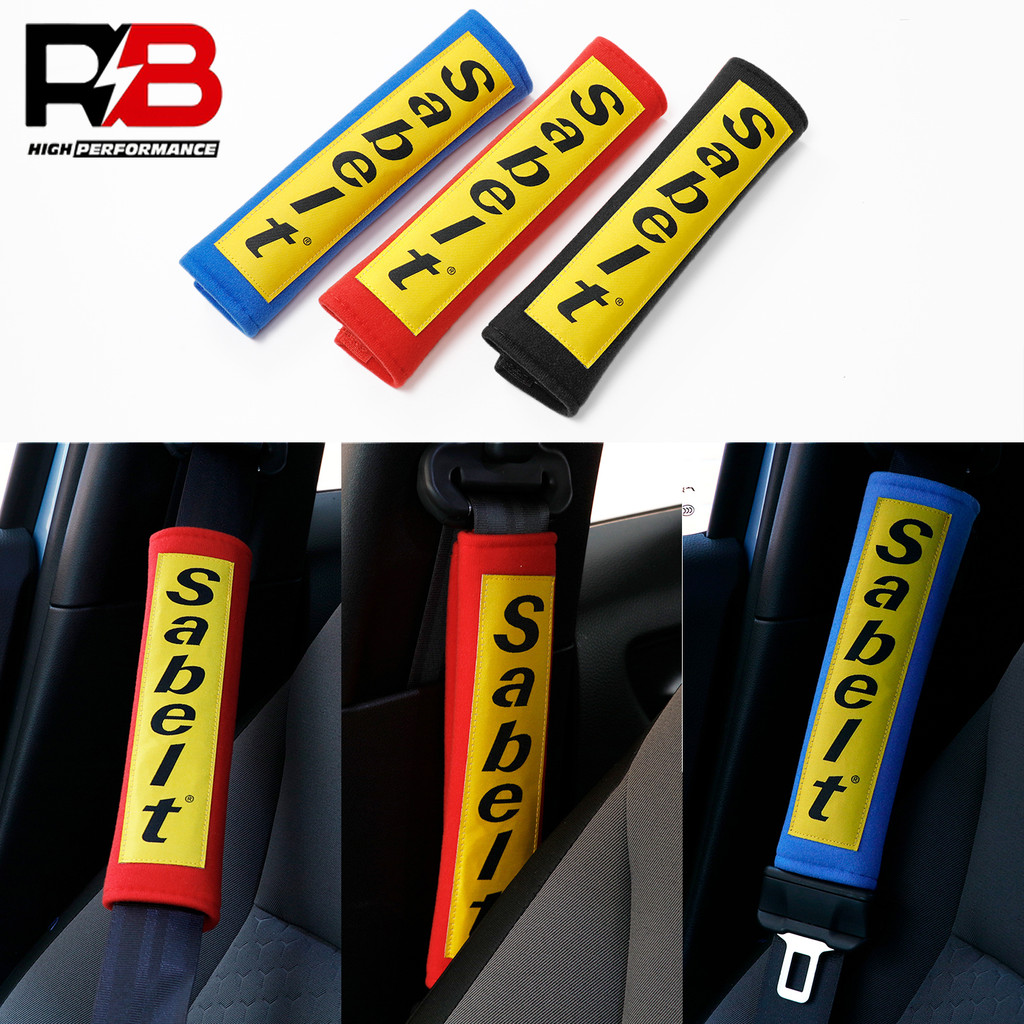 2 ชิ้น Sabelt รถความปลอดภัย SeatBelt Pad ไหล่ Pad สีดํา/แดง/น้ําเงิน