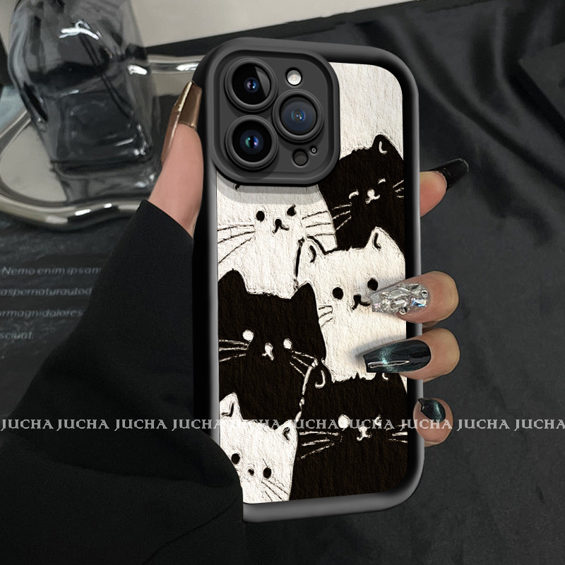 เคส HP สําหรับ iPhone 16 11 12 13 14 15 pro xs XR 14 plus pro max 7 8 6 7+ 8+ 6+ Xs Max ปลอกแมวดําภา