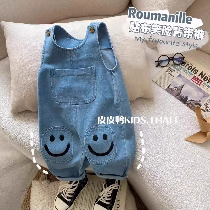 เด็กฤดูใบไม้ผลิฤดูใบไม้ร่วง Overalls Boys Soft Denim Jumpsuit แฟชั่น All-Match กางเกงลําลองเด็ก 0 ถึง 1 ปี