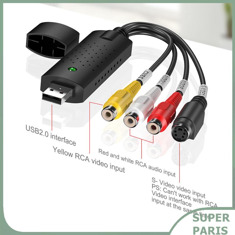 Superparis Superparis VHS เป็น Digital Converter USB 2.0 Video Audio Audio Card Box VCR Support Win 