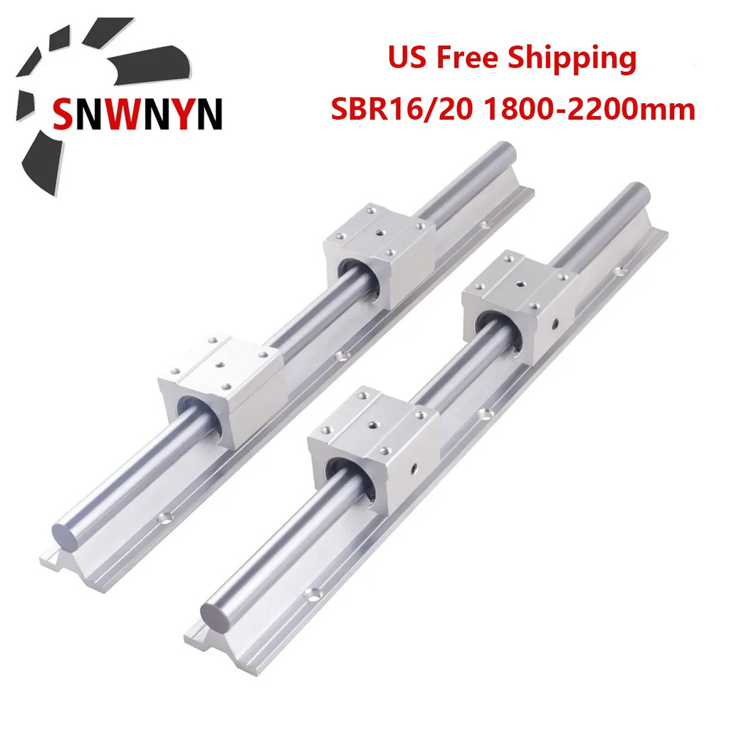 2pcs Sbr16 Sbr20 Linear Rail Guide 1800 มม.2000 มม.2200 มม.สไลด์สนับสนุน + 4pcs Sbr16uu Sbr20uu Line