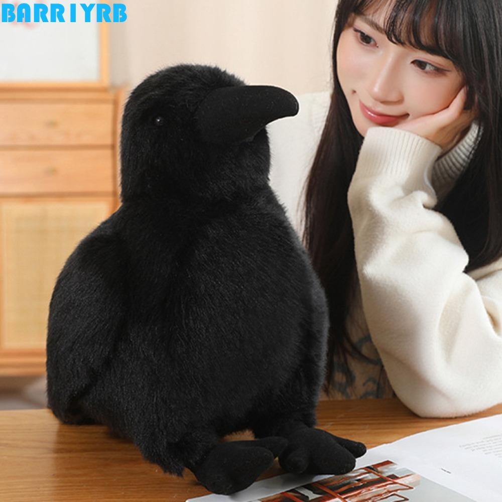 BARR1YRB ตุ๊กตาอีกาสีดํา, Soft Plushie ที่น่าสนใจ Crow Plush ของเล่น,ตกแต่งบ้าน Kawaii การ์ตูนสร้างสรรค์สัตว์ตลกตุ๊กตาของเล่นเด็ก