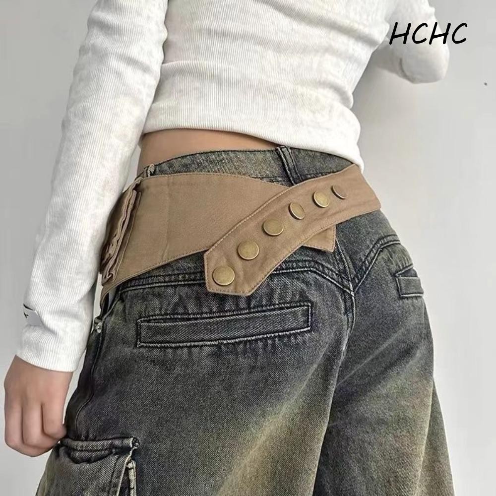 Ellswrth Grunge Bum Belt, Alloy Vintage Hip-hop Belt, กระเป๋าคาดเอวผ้าฝ้าย Punk Wide Waistband with 