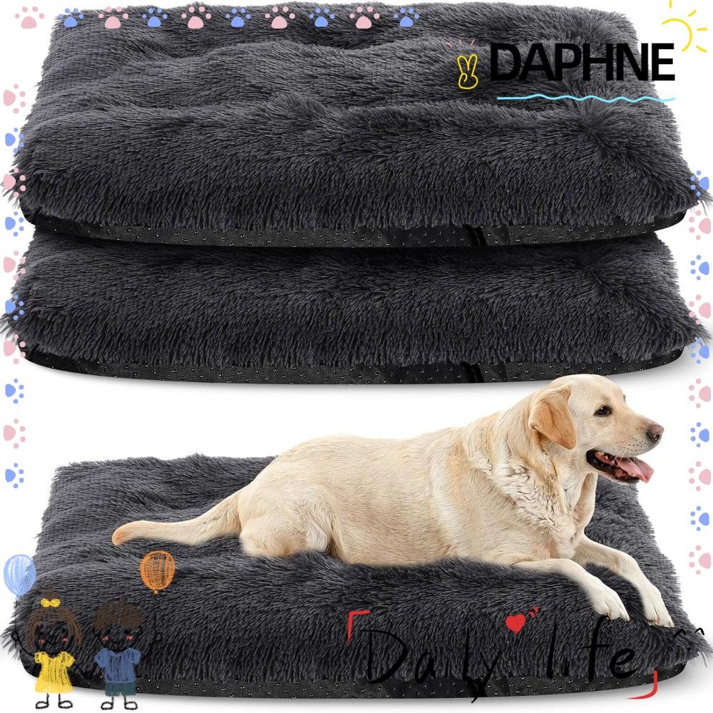 DAPHNE Fluff Dog Cat Crate Beds, Autumn Winter Plush Warm Dog Mat,|ล้างทําความสะอาดได้สบายหนากันลื่น