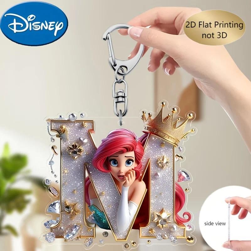 2D แบน, Disney Anime Letter Little Mermaid Ariel Princess อุปกรณ์อะคริลิคพวงกุญแจการ์ตูนพวงกุญแจอะคริลิคของขวัญ