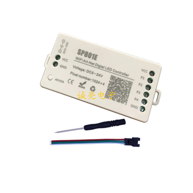 SP801E Full Color AP และ STA โคมไฟสี่เหลี่ยมโหมดคู่ WIFI Art-Net Controller 5-24V