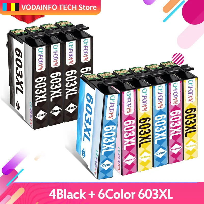 2-10 แพ็ค 603XL T603XL ตลับหมึกสําหรับ Epson XP-2100 XP-2105 XP-3100 XP-3105 XP-4100 XP-4105 WF-2810