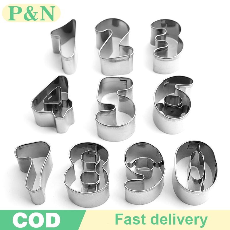 [P&N] 9 ชิ้น 0-8 ตัวเลขรูปร่างคุกกี้บิสกิตตัด Mould แม่พิมพ์อบสแตนเลส J2Y [cod]