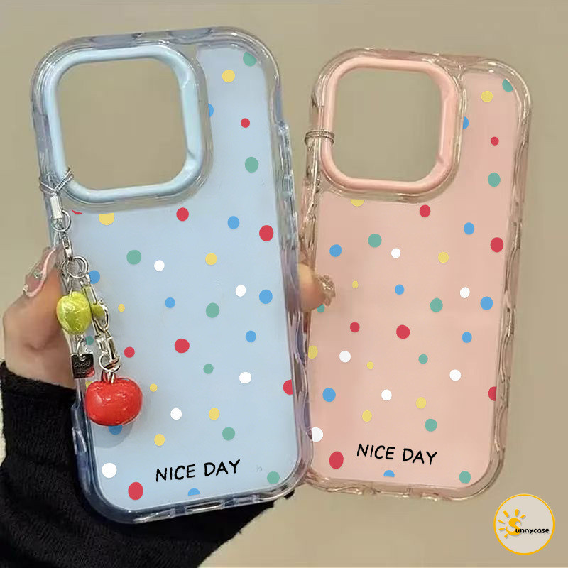 เคสไอโฟน 15 ใช้ได้กับ IPhone 17 12 14 13 15 11 16 Pro Max 15 14 16 plus 13 14 16 17 pro ลายจุดหลากสีสัน