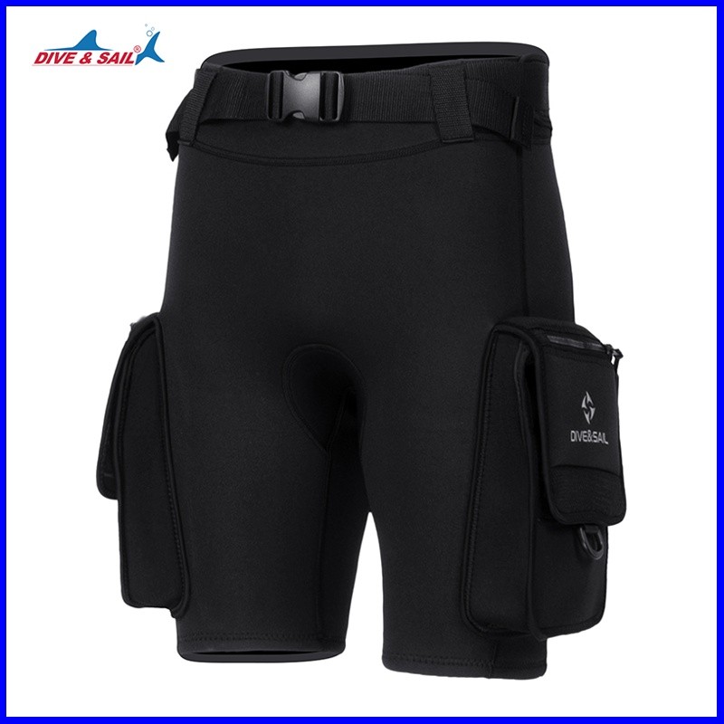 พร้อมสต็อก DIVE & SAIL กางเกงขาสั้นดําน้ํา 3 มม.ผู้ชาย Neoprene สองชิ้นความร้อนกระเป๋าขนาดใหญ่/มัลติฟังก์ชั่นเก็บท่องกลางแจ้ง