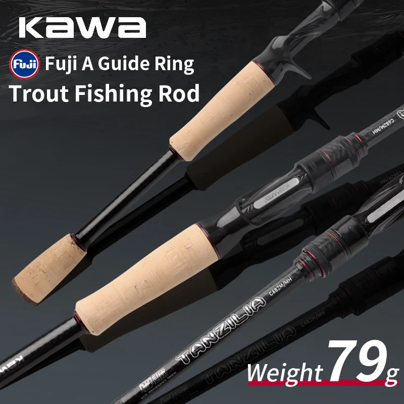 Well-made Kawa Fishing Rod Fuji A Guide แหวนคาร์บอนไฟเบอร์ล้อที่นั่ง XF Action Casting Rod 2.03m ควา