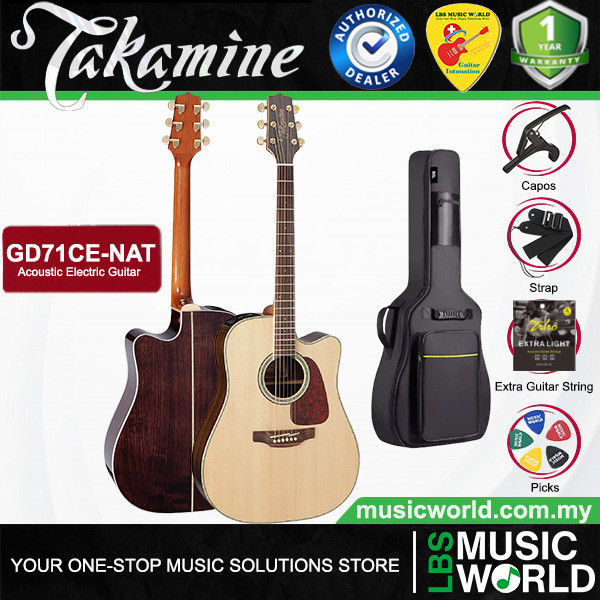Takamine GD71CE-NAT Cutaway ซื้อกีตาร์ไฟฟ้าอะคูสติก Solid Spruce Top พร้อมกระเป๋า - ธรรมชาติ (GD71CE
