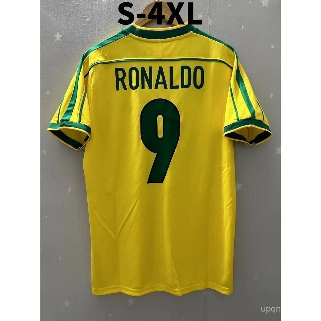 Retro World Cup เสื้อฟุตบอลสําหรับ 98 Season BRA RONALDO Home Game Jerseys Plus ขนาด S-4XL